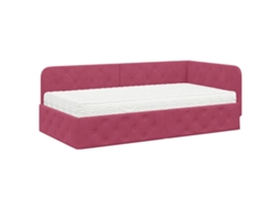Estrutura de Cama de Canto Vinho Vermelho com Veludo 90x200 cm MAISON EXCLUSIVE