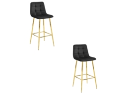 Banqueta Arceto Veludo Preto / Pernas Douradas X 2 Leobert