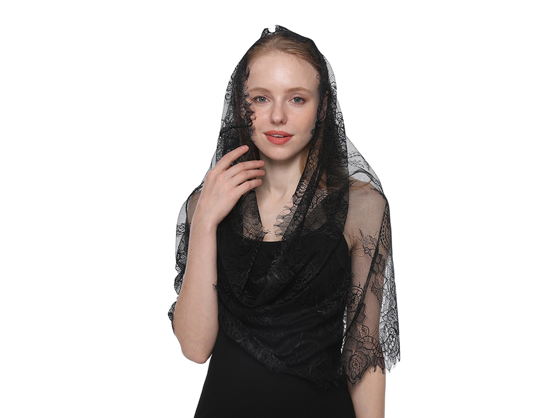 Xale Espanhol Branco Para Mulheres, Véu Católico De Renda, Xale Hijab, Lenço De Missa, Véu Muçulmano Para Mulheres Slowmoose