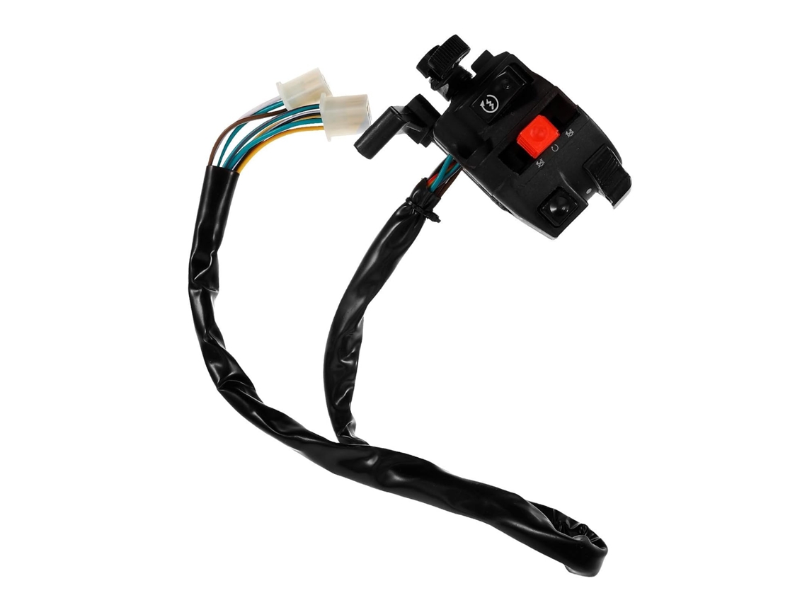Interruptor de farol de motocicleta com 4 funções para quadriciclos de 110 a 250 cc, em plástico e cobre.