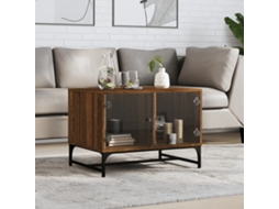 Vidaxl Mesa De Centro C/ Portas Vidro 68,5x50x50 Cm Carvalho Castanho