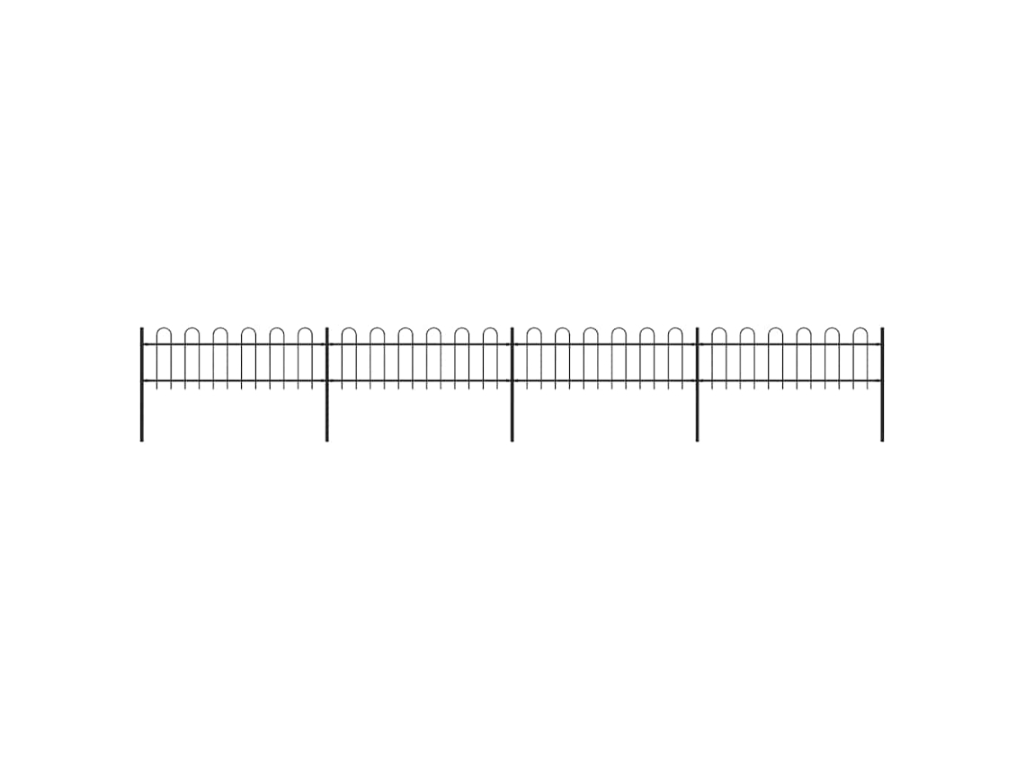 Vidaxl Cerca De Jardim Com Arco Superior Em Aço 714,5x60 Cm Preta