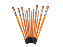 Kit de 12 Pincéis de Arte com Cabelo de Náilon para Acrílico, Aquarela, Gouache, Pintura Facial, Pincéis Flat, Filbert, Redondo, Ângulo | S/MARCA