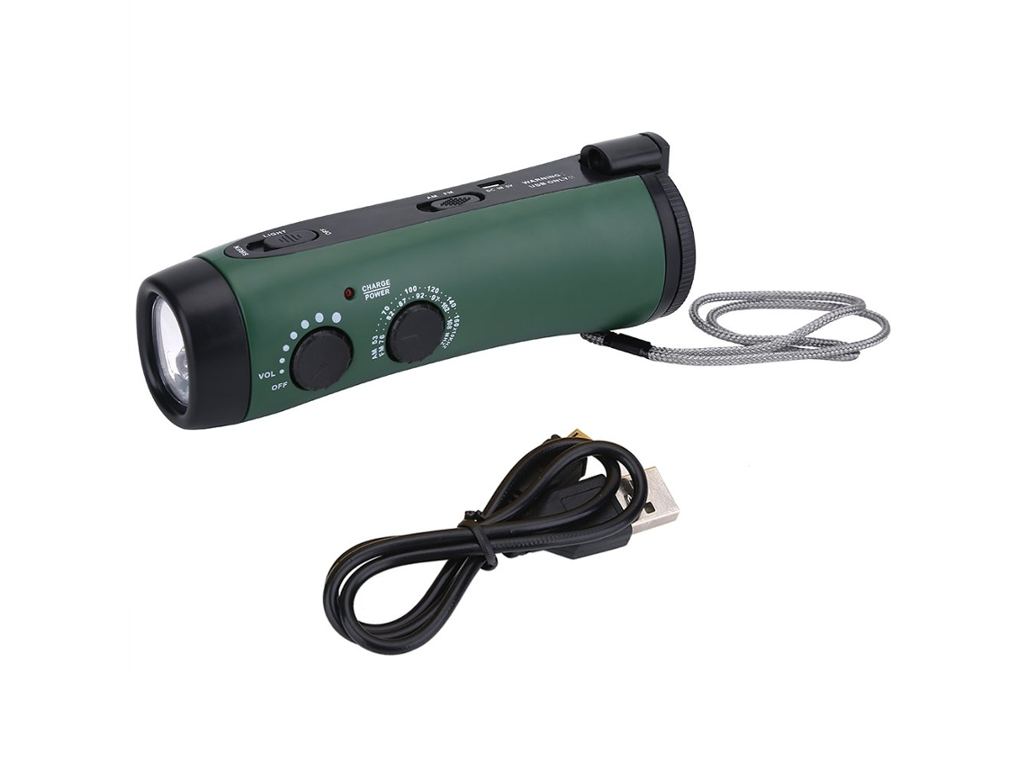 Rádio de Emergência Am/fm com Manivela, Meteorológico, Lanterna Led, Carregador de Celular com Alarme de Uso Externo AQUAFORGE