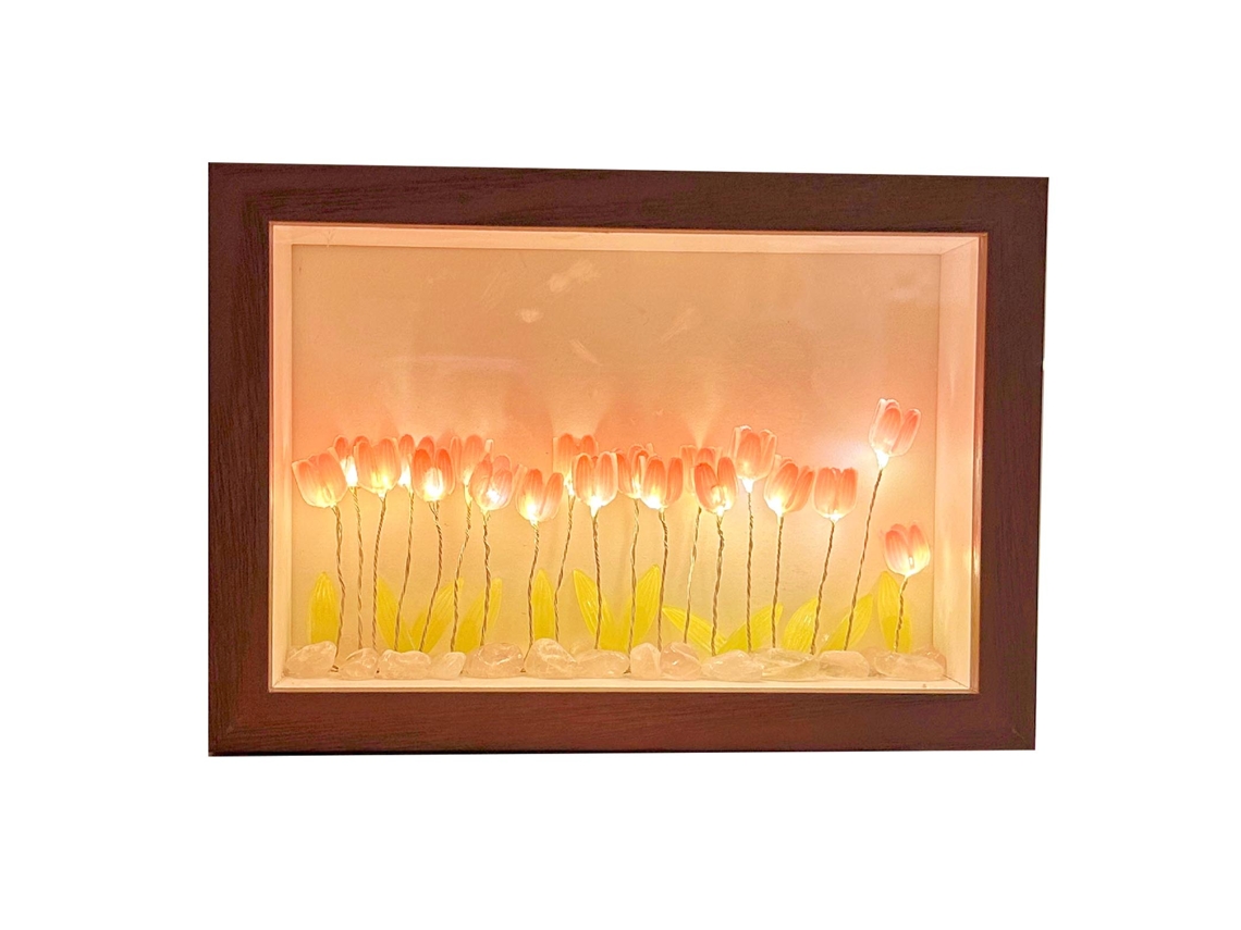 2026 marco de Foto Lâmpada de Noite Floral Tulipa Marco de Imagem Decoração Residencial para Amigos e Família