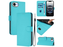 Capa De Couro Sintético Para Iphone 16e - Toque Suave - Cor Sólida - Com Cordão