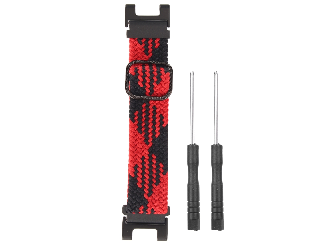 Pulseira de Nylon Elástico Trançada 22mm para Amazfit T Rex/t Rex Pro Vermelha e Preta