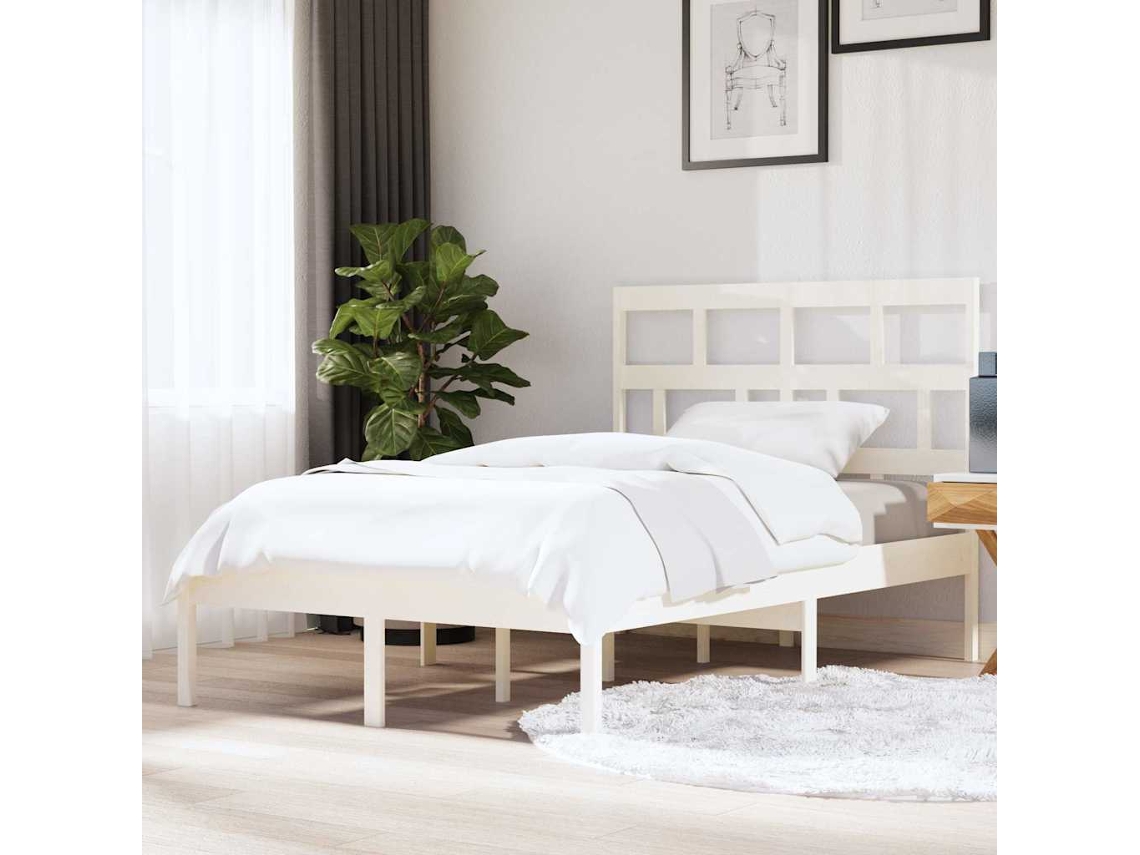 Vidaxl Estrutura De Cama 140x200 Cm Madeira De Pinho Maciça Branco