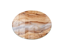 Tampo De Vidro Redondo Espelharte (60 Cm - Madeira Natural Com Resina - Bege)