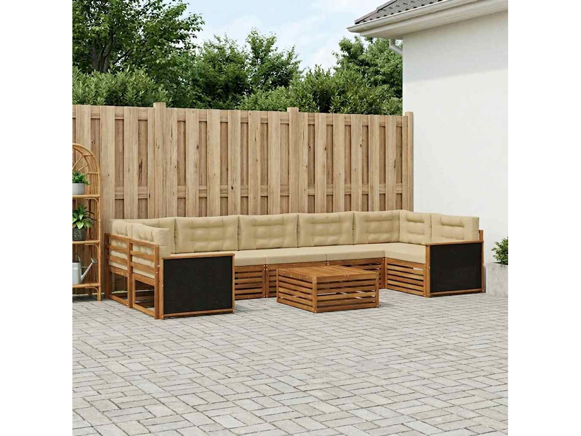 Vidaxl Conjunto De Sofás Para Exterior 8 Pcs Natural E Bege
