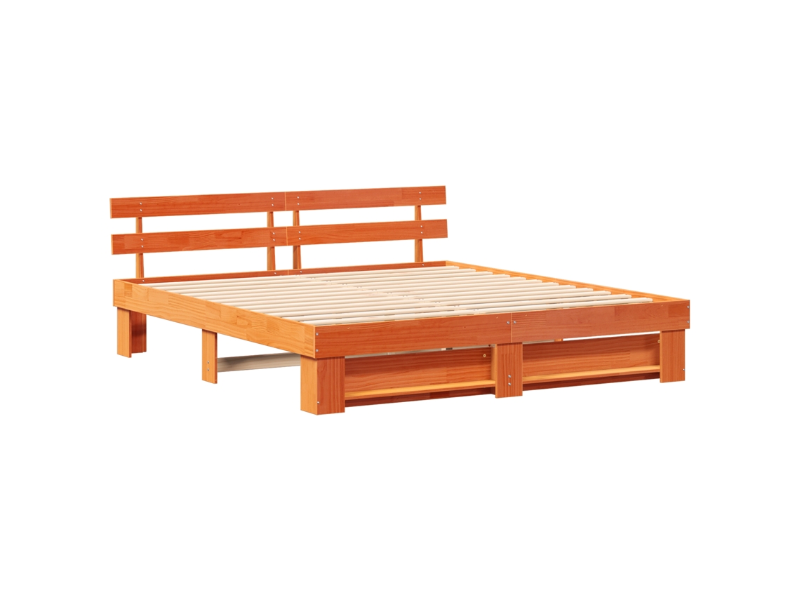 Conjunto 1 Cama Moderna Vidaxl Castanho Madeira De Pinho Maciça (180 X 200 Cm)