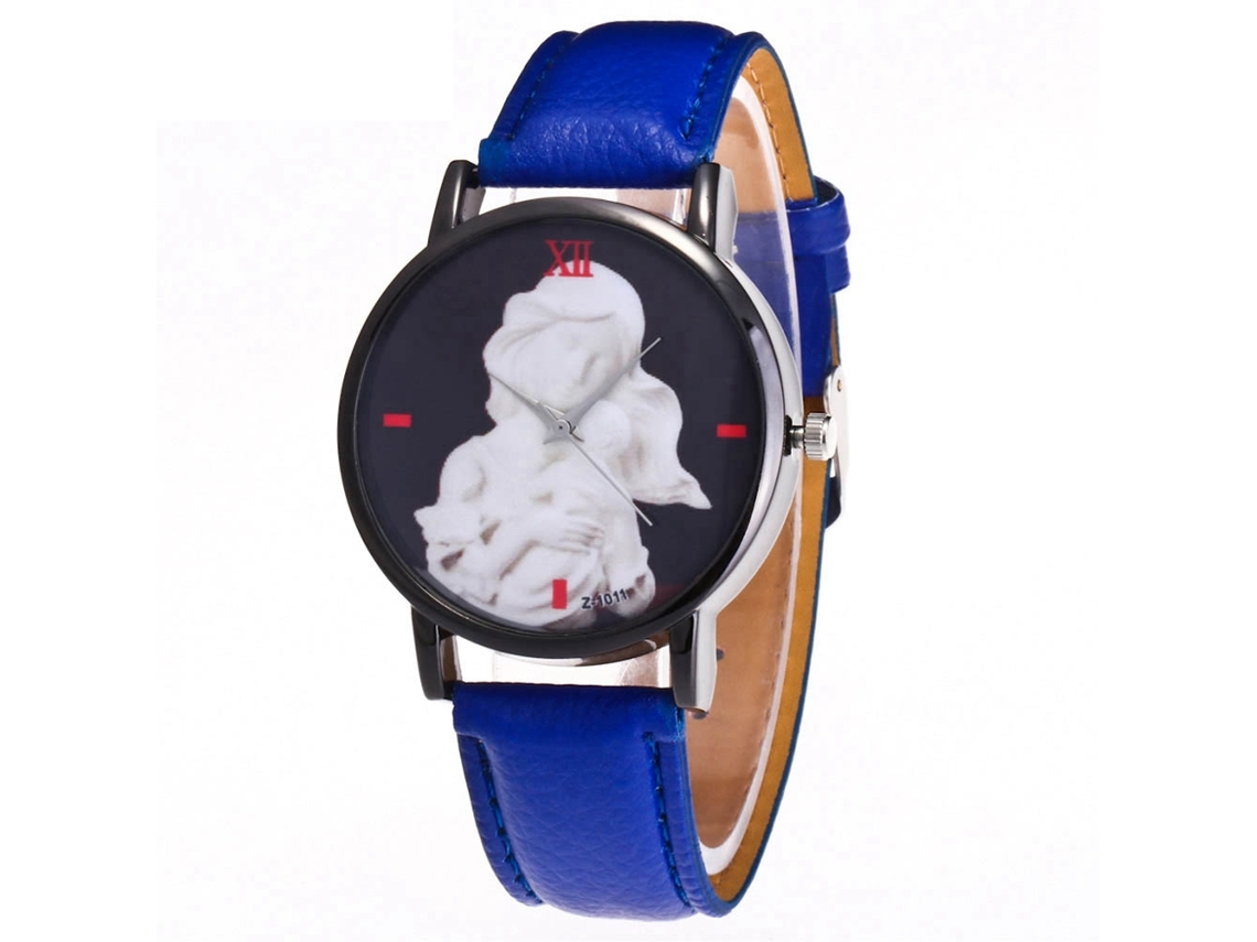 Relógio Casual Vintage Zhoulianfa Pulseira Couro Pu Quartz Azul