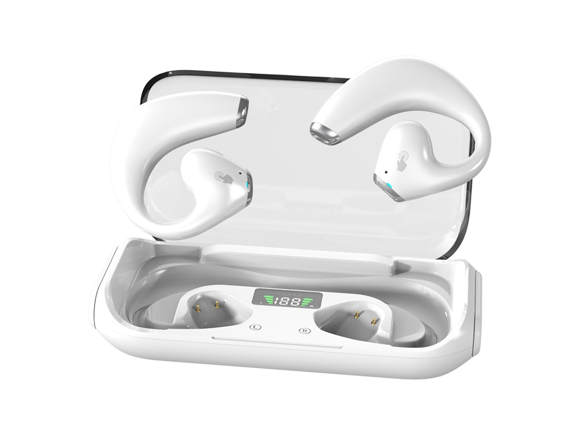 Auriculares Sem Fio Condução Óssea Led Digital Display YIZHOOD Bluetooth com Cancelamento de ruído Branco