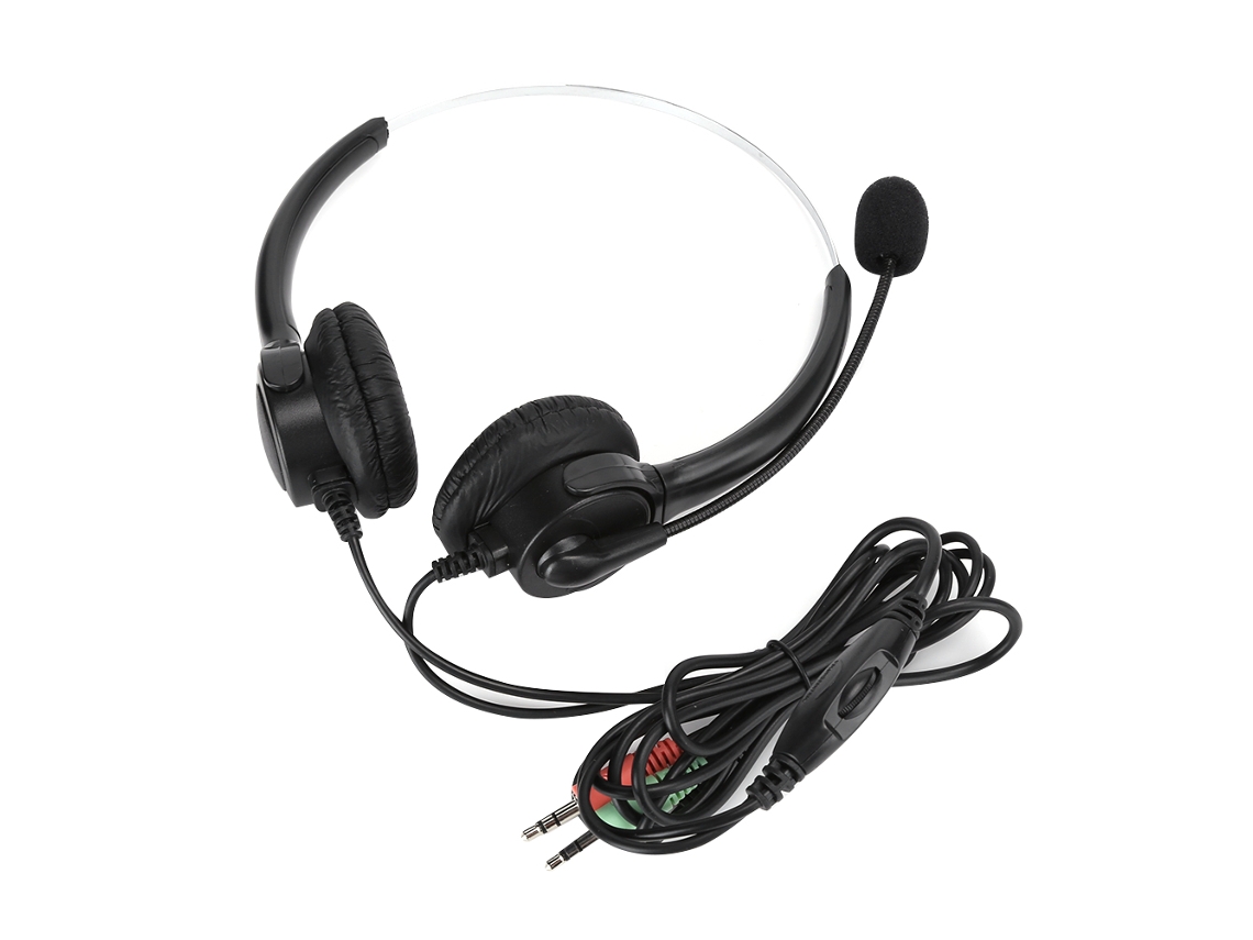 Fone De Ouvido Binaural Com Fio Para Computador E Jogos, Com Microfone, Flexível, Giratório E Couro Pu