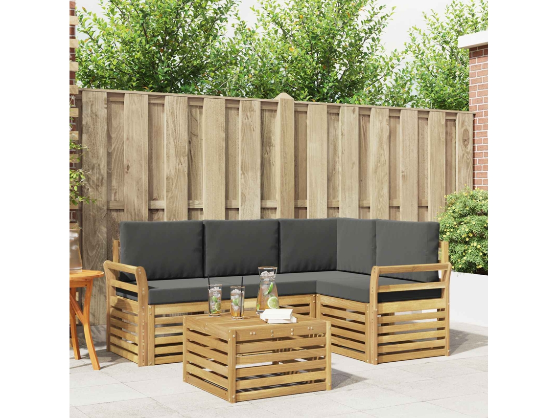 Vidaxl Conjunto De Sofás Para Exterior 5 Unid. Branco E Antracite