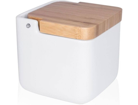 Saleiro KOOK TIME Branco (Cerâmica, Bambu - 11.2x11.2x11.2 cm)