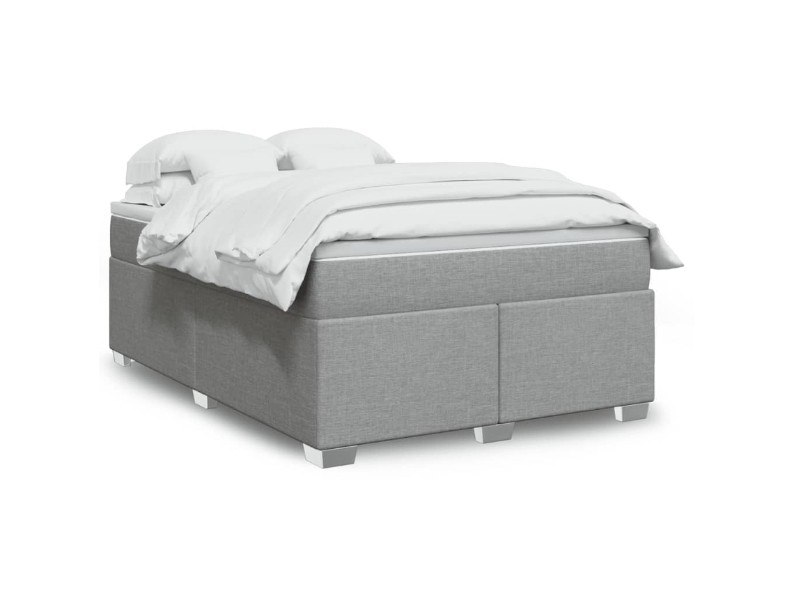 Vidaxl Cama Com Molas/colchão 160x200 Cm Tecido Cinzento-claro