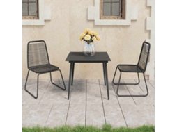 Vidaxl 3 Pcs Conjunto De Jantar Para Jardim Vime De Pvc Preto