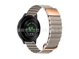 Pulseira De Couro Genuíno Com Fecho Magnético Reverso Para Samsung Galaxy Watch 4cinza Claro 22 Mm Yunzii (com 2 Barras De Mola)