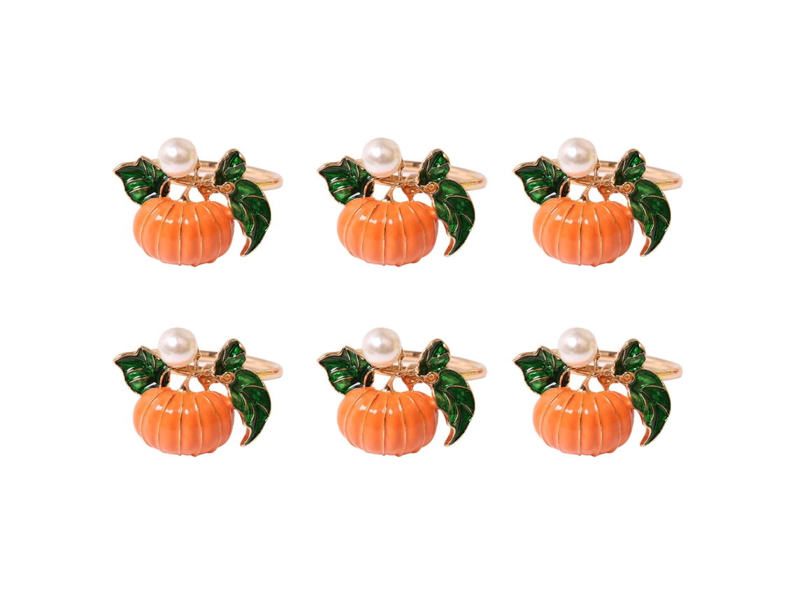 Anéis Guardanapos Abóbora Pérola Halloween 6pcs