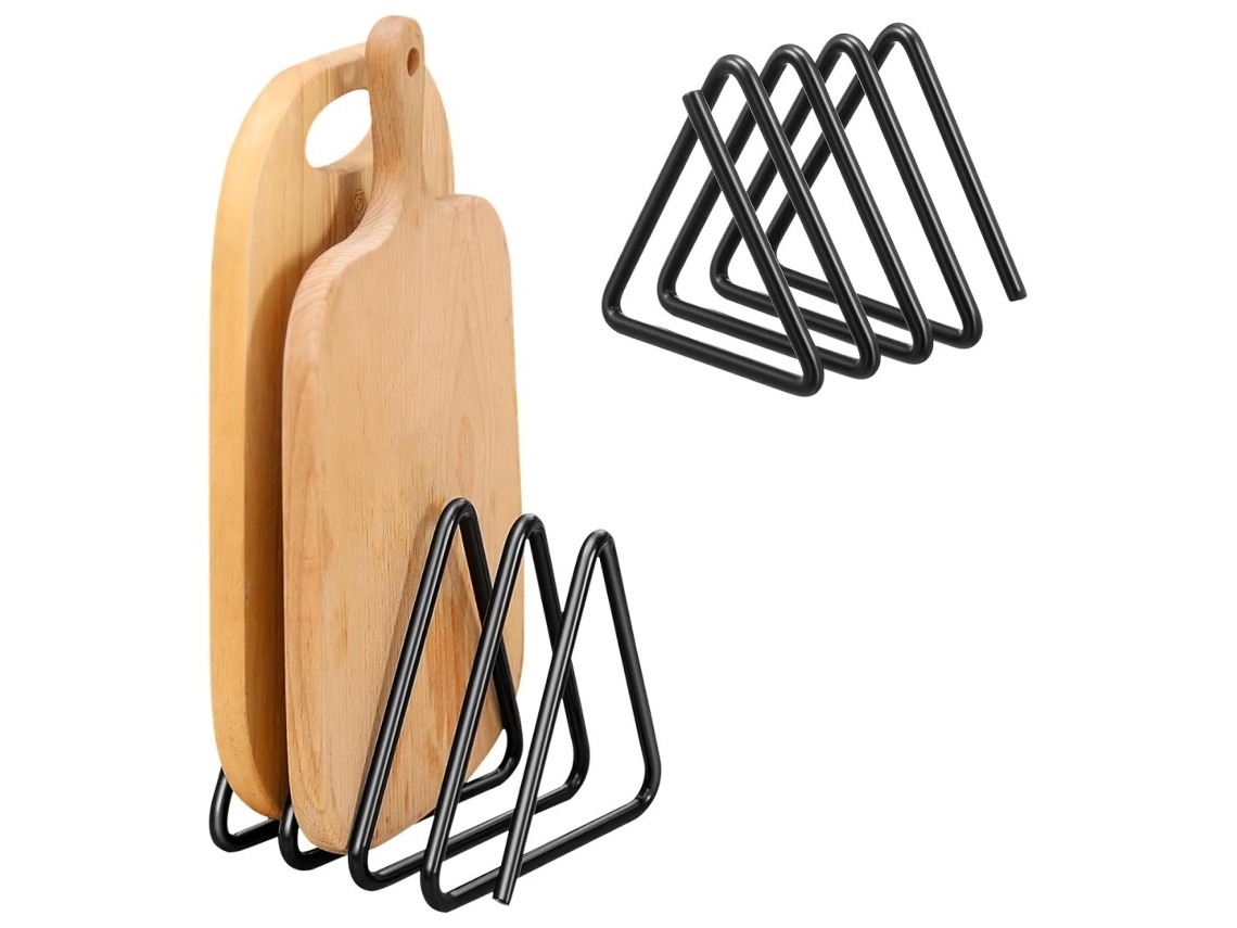Suporte Triangular Tábuas Corte - Organizador Tábuas Cozinha - Ferro - Preto