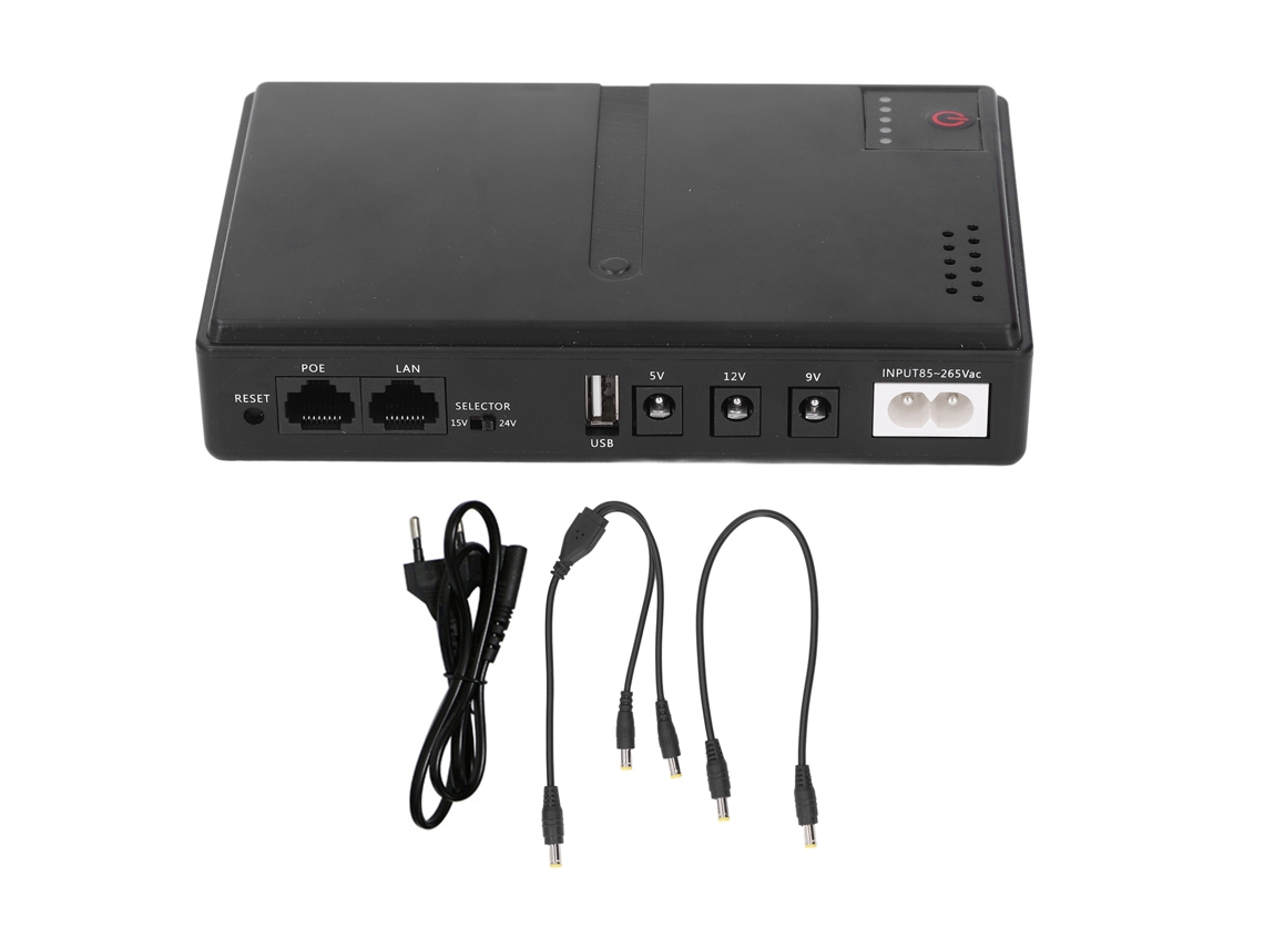 Mini Ups Batería de Reserva Compacta 36w 5v 9v 12v 2a Salida Dc para Router Cámara Enchufe Eu
