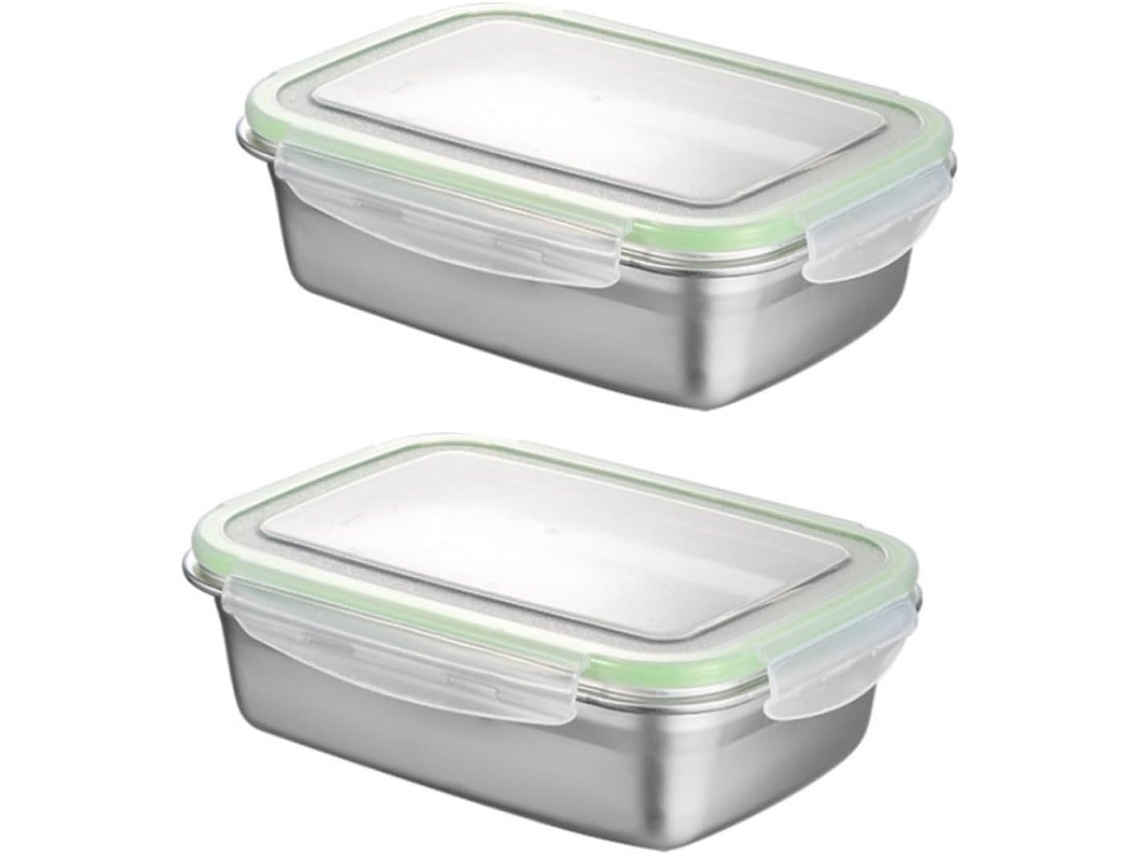 Marmita Bento De 2 Peças Com Tampa Hermética Aço Inoxidável