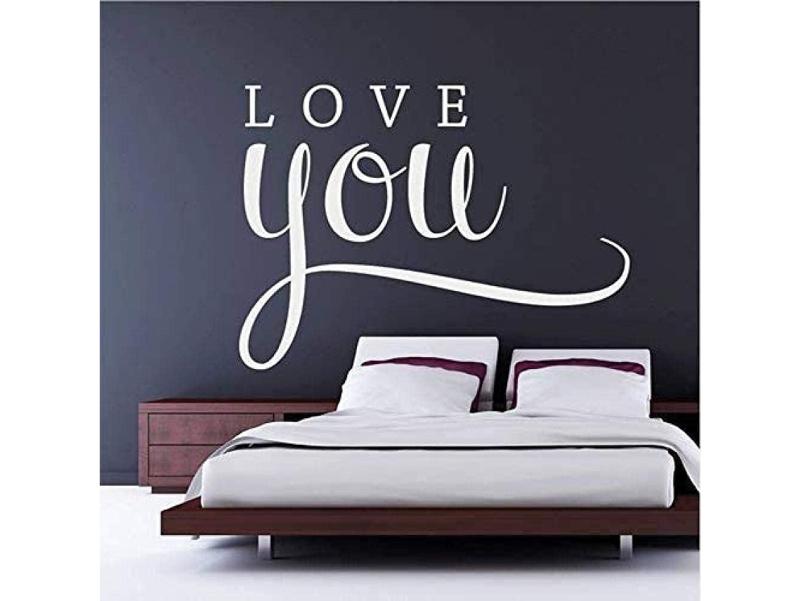 Adesivo de parede Art Déco com aplique decorativo "Eu te amo" para sala de estar, quarto, ambiente romântico e familiar, 58x42cm
