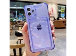 Capa Para Iphone 17 Pro Com Borda Reta, Roxa, Transparente, Com Porta-cartões E Design Macio.