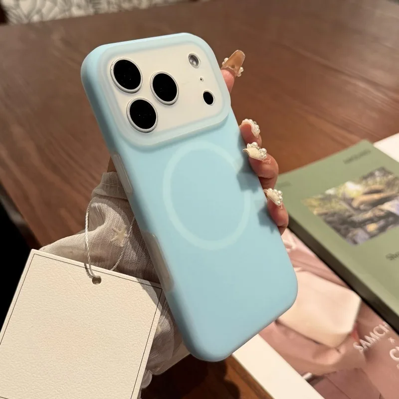 (iphone 14 Azul) Capa De Celular Para Iphone Em Silicone Líquido Com Textura De Gelatina, Capa Protetora Magnética Fosca.