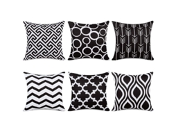 Capas de Almofada Decorativas de Lona 100% Durável, Conjunto de 6, 18x18 Polegadas preto