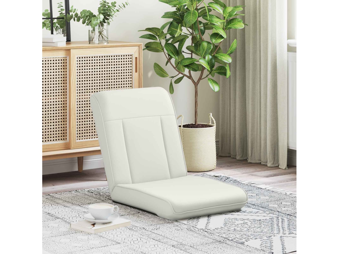 Vidaxl Cadeira De Chão Ajustável Branco Couro Sintético