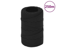 Vidaxl Corda De Barco 2 Mm 250 M Polipropileno Preto Completo