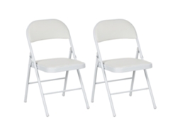 Cadeiras Dobráveis Aço e Revestimento Sintético Cor Branco 45x46x78 Cm Homcom