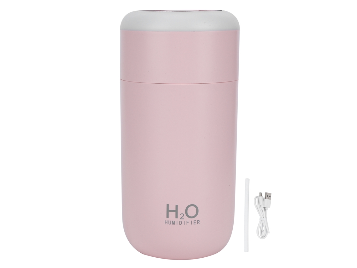 Humidificador e diffuser portátil LAXISCREED 350ml USB com luz de 7 cores e temporizador, rosa