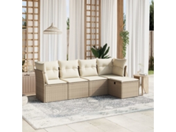 Conjunto de sofá de jardim de 5 peças com almofadas de veludo bege Lovely Home
