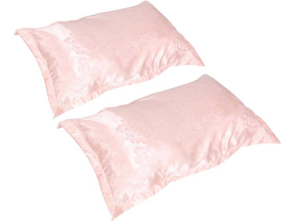 Fronhas Em Imitação De Seda Jacquard, Conjunto De 2, Rosa