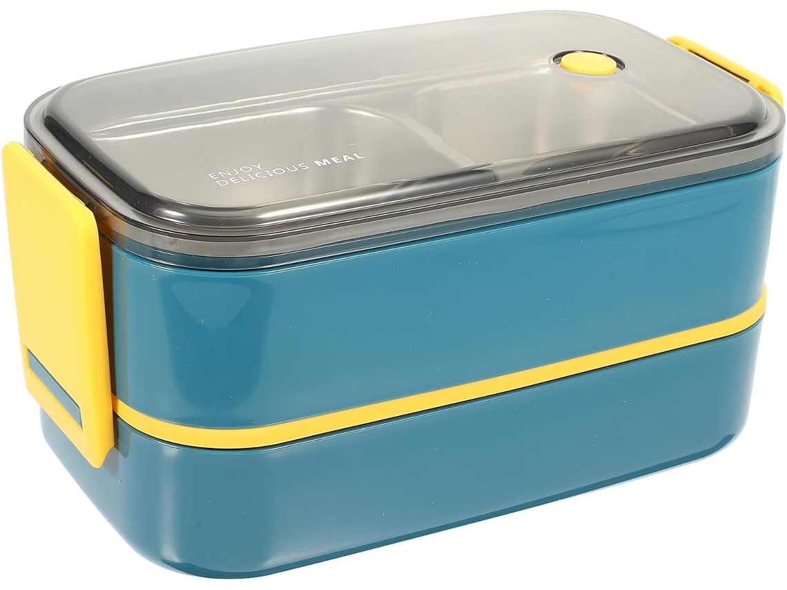 Marmita Térmica Bento Em Aço Inoxidável Azul, Leve E Compacta, Com Dupla Camada Para Manter O Almoço Hermeticamente