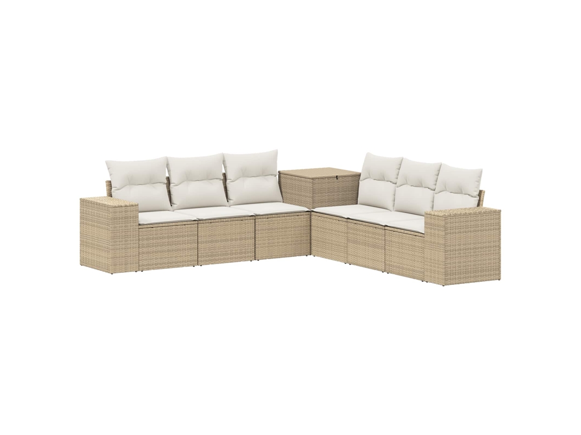 Vidaxl Conjunto De Sofás 7 Pcs Bege E Branco Creme