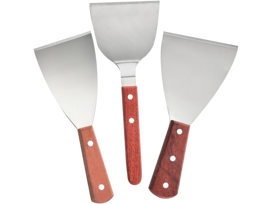 Conjunto De 3 Espátulas Aço Inoxidável Para Bife E Grelhados, Utensílios De Cozinha Ergonômicos E Antiderrapantes
