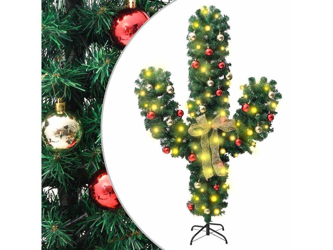 Vidaxl Cato De Natal Com Suporte E Leds Pvc 180 Cm Verde