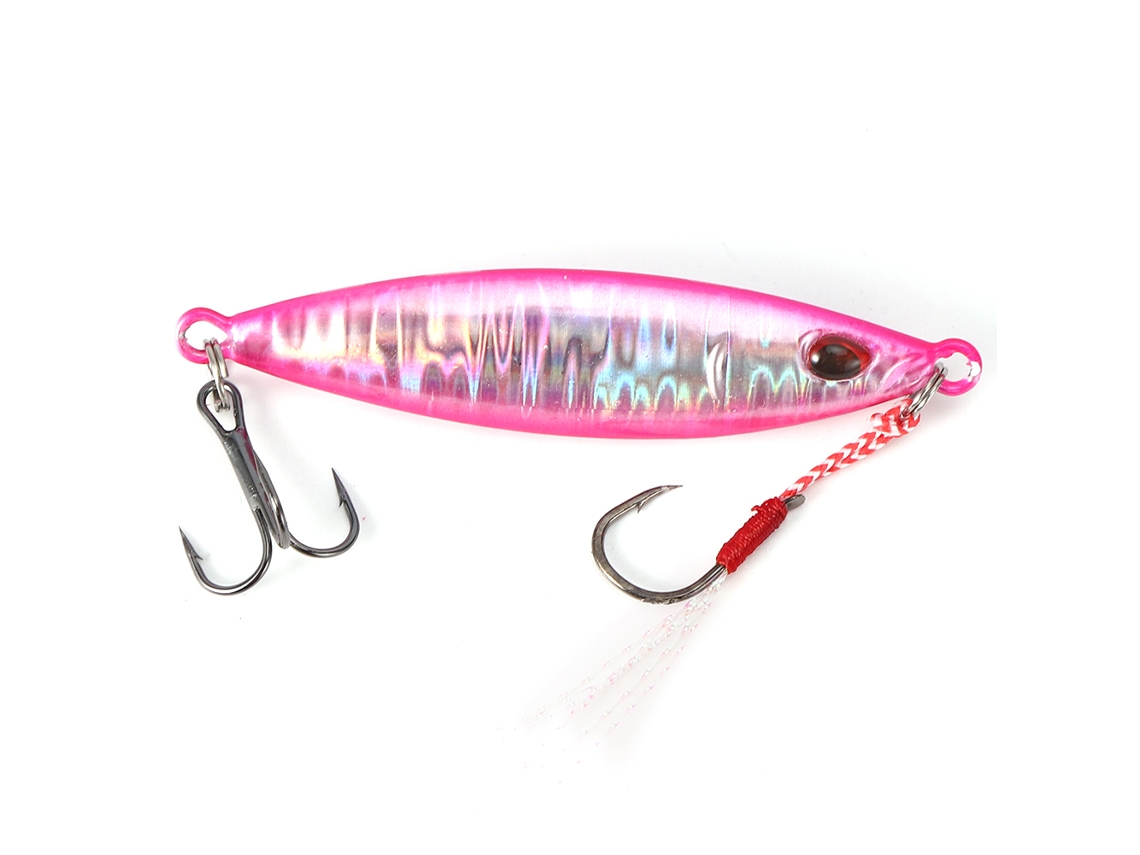Lure Lead Fish Luminous Fish Attracting Boat Fishing Sea Fishing Luminous Strip Iron Plate Lead Fish New Product 40g Fishing Tackle Lure Pink