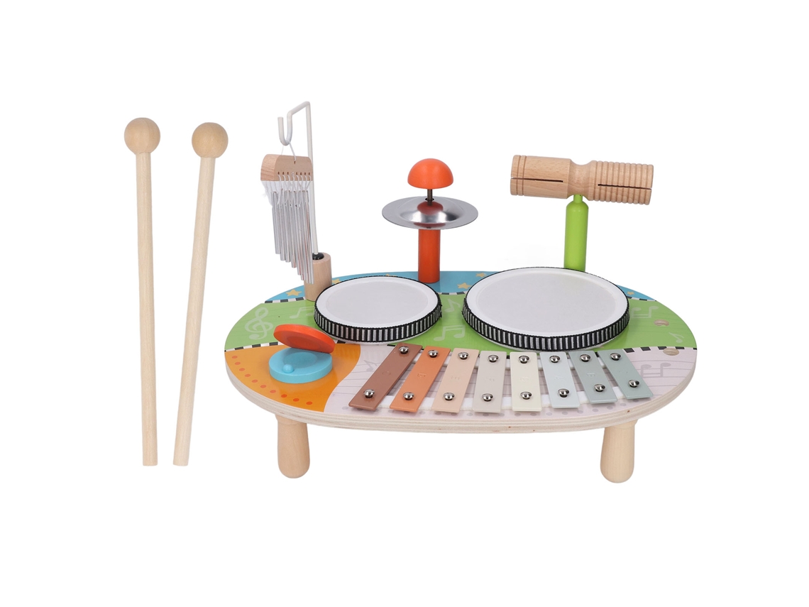 Ats batseria para Crianças Conjunto Multifuncional com Pratsos de Vento Instrumento de Percussão para Educação Musical Infantil
