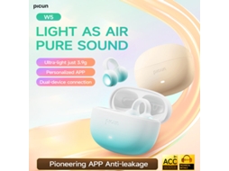 Picun W5 Tws Auscultadores Sem Fios Com Clipe De Ouvido Bluetooth 5.4 Áudio Hi-Fi Graves Profundos Microfone Duplo Redução De Ruído De Chamada Com Ia R