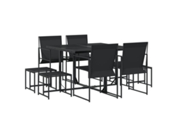 9 Pcs Conjunto de Jantar para Jardim Textilene Preto MAISON EXCLUSIVE