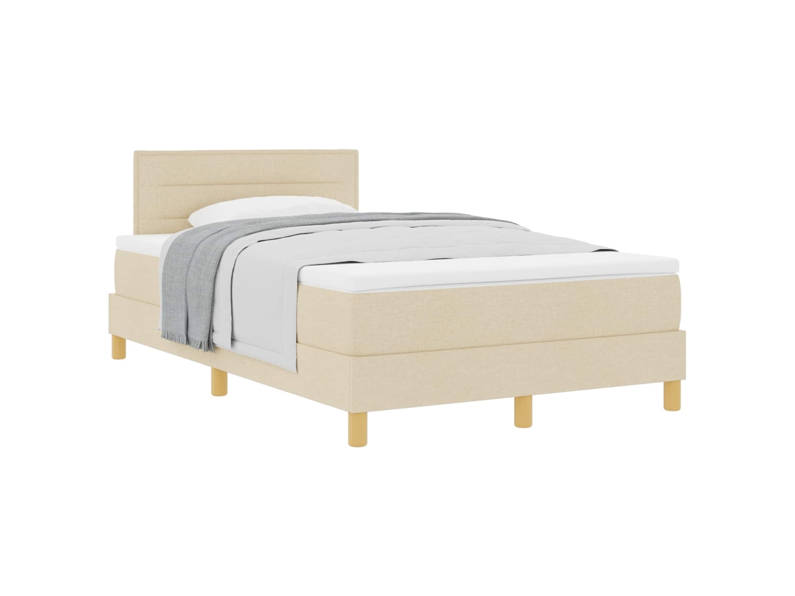 Cama Box com Colchão com Cabeceira Creme Tecido MAISON EXCLUSIVE (120x200 cm)