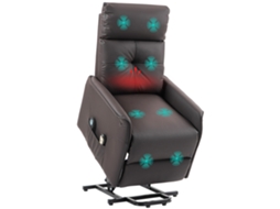 Poltrona relaxante elevatória com 8 pontos de massagem aquecimento e 2 controles remotos marrom