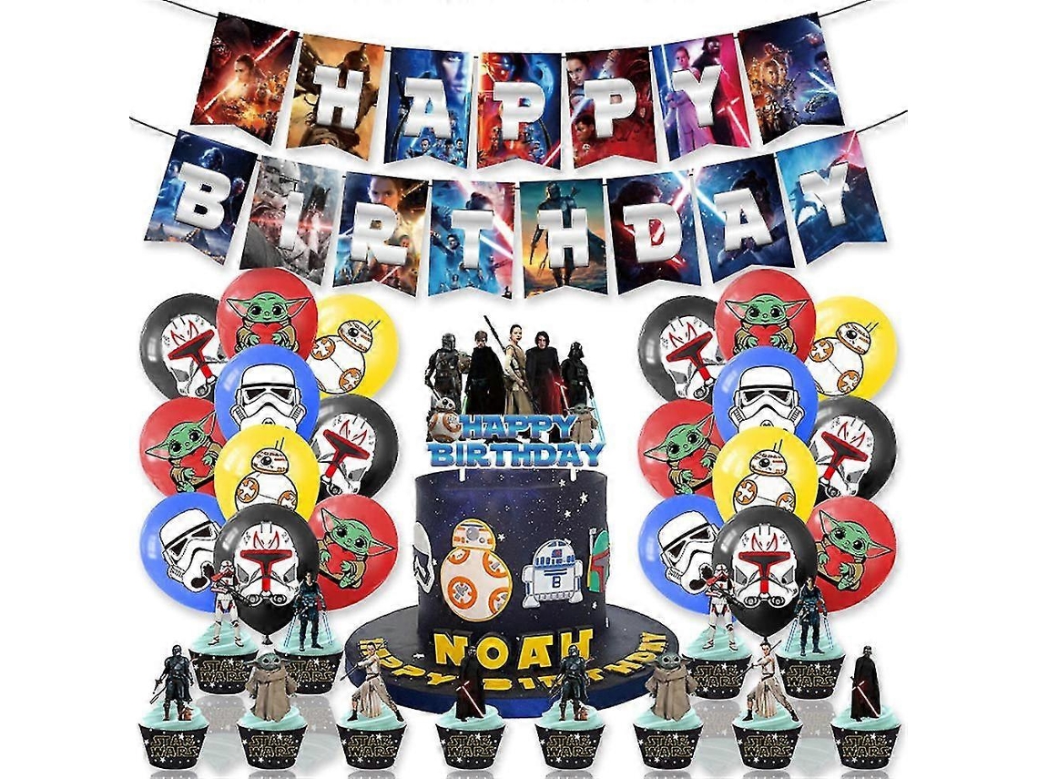 Kit De Suprimentos Para Festa De Aniversário Com Tema Star Wars Inclui Banner, Bolo, Topo De Cupcake, Balões, Decoração