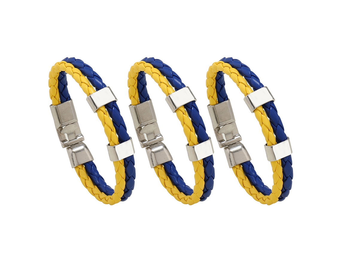 Primerox pulseira de Bandeira da Ucrânia de Couro Trançado 3pcs Souvenir de Jóias Ucranianas