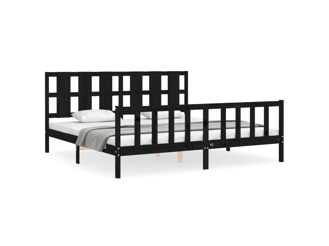 Bed Frame, Bed Frames Vidaxl Preto Madeira De Pinho (200 X 200 Cm)